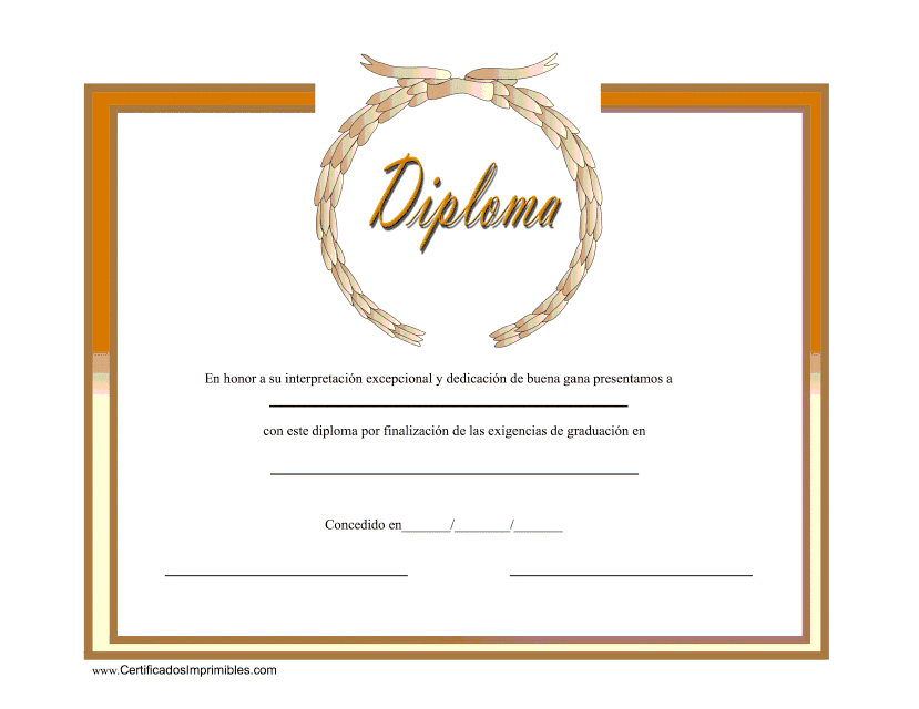 Diploma Certificado - Naranja (Spanish)