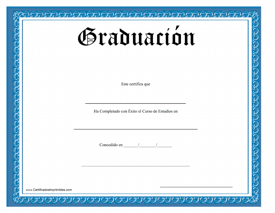 Certificado de Graduación - Azul (Version Español)