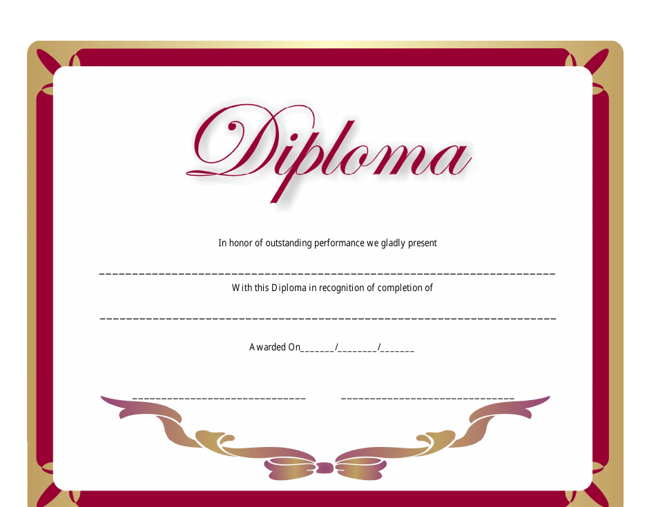 Diploma Certificate Template - Red, Page 1