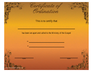 Document preview: Ordination Certificate Template - Orange