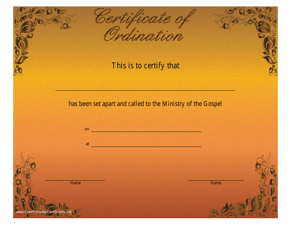 Ordination Certificate Templates