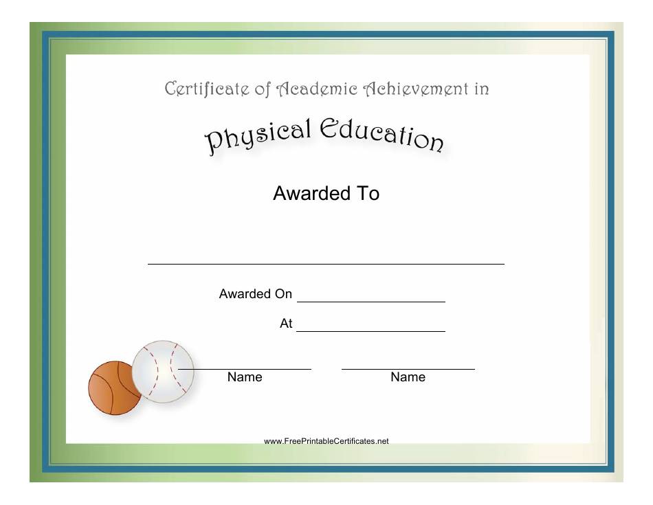 Physical Education Academic Achievement Certificate Template Image Preview