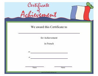 Document preview: French Achievement Certificate Template