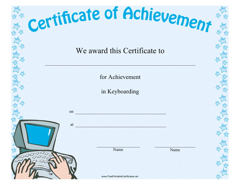 Keyboarding Achievement Certificate Template Download Pdf