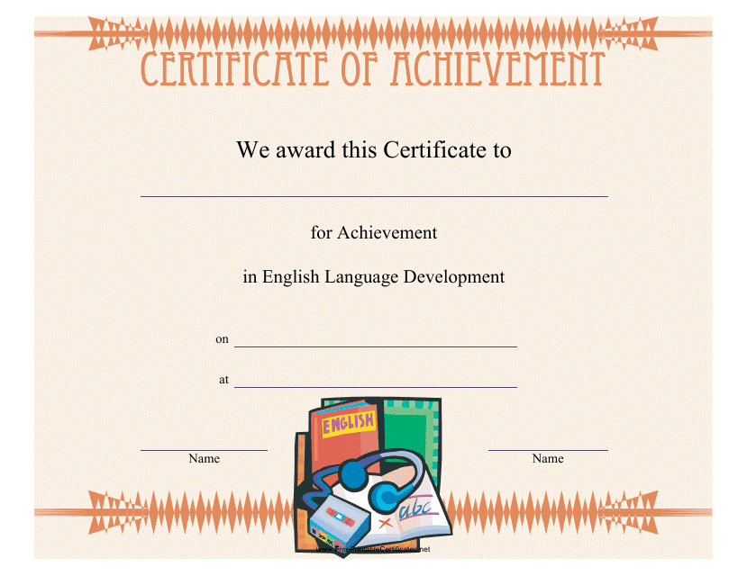 English Language Development Achievement Certificate Template