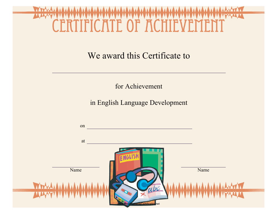 English Language Development Achievement Certificate Template – Preview