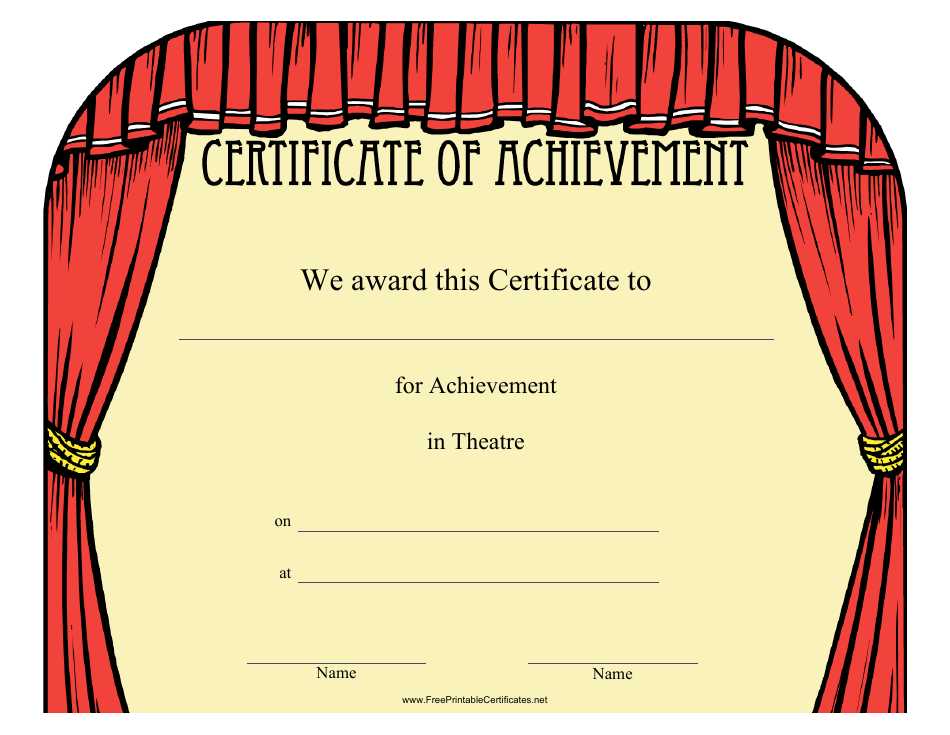 Theatre Achievement Certificate Template Preview