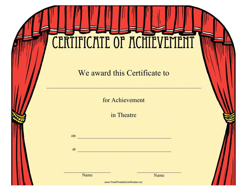 Theatre Achievement Certificate Template Preview
