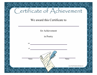 Document preview: Poetry Achievement Certificate Template