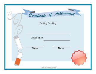 Document preview: Quitting Smoking Certificate Template