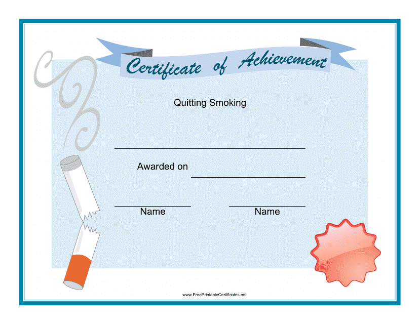 Quitting Smoking Certificate Template