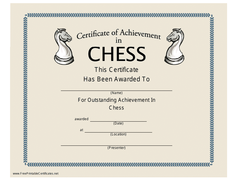 Chess Certificate of Achievement Template Design