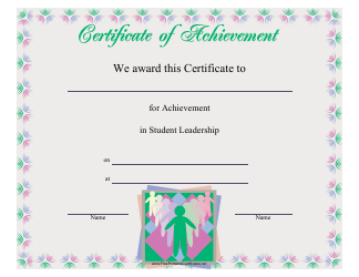 Document preview: Student Leadership Achievement Certificate Template