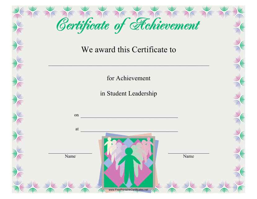 Student Leadership Achievement Certificate Template Preview