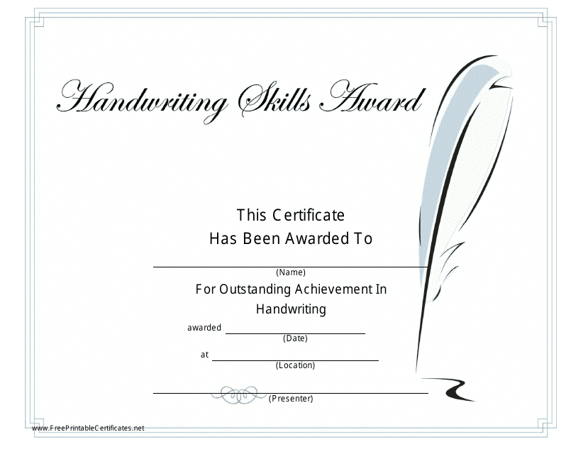 Handwriting Achievement Certificate Template - Canada