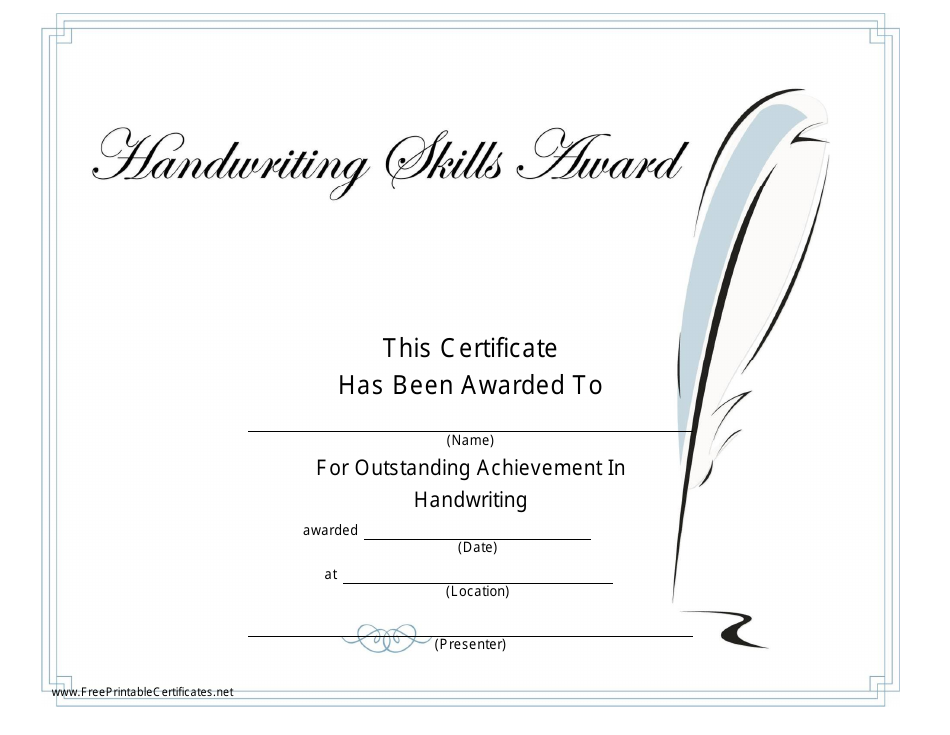 Canada Handwriting Achievement Certificate Template Download Printable ...