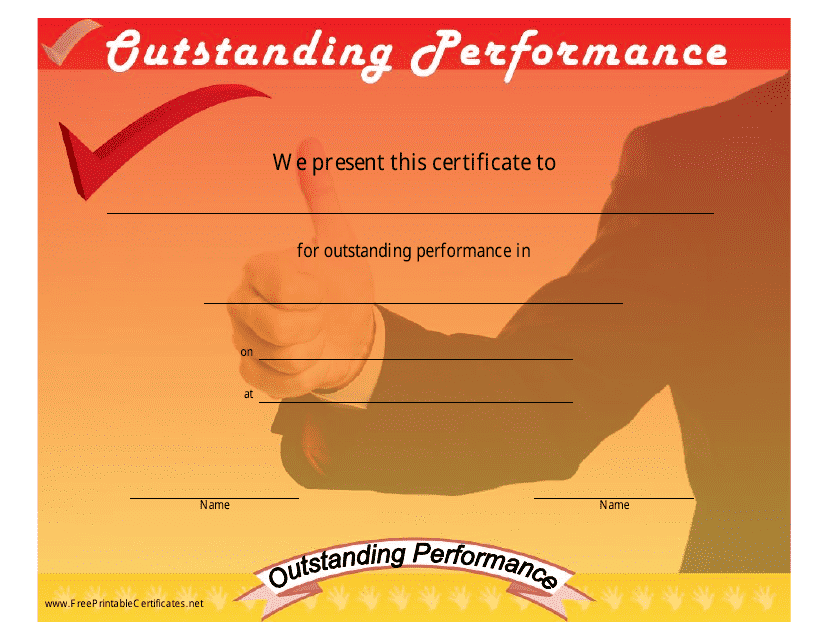 Outstanding Performance Certificate Template