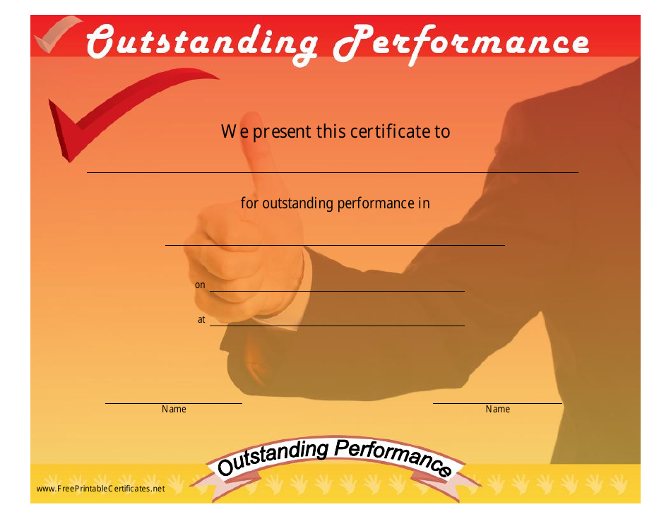Outstanding Performance Certificate Template, Page 1