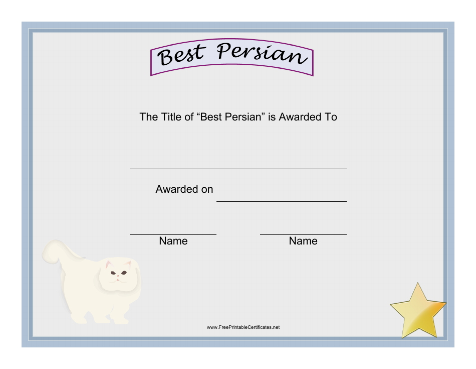 Best Persian Award Certificate Template, Page 1