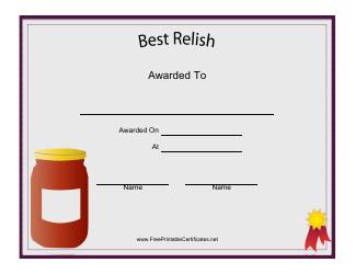 &quot;Best Relish Certificate Template&quot;