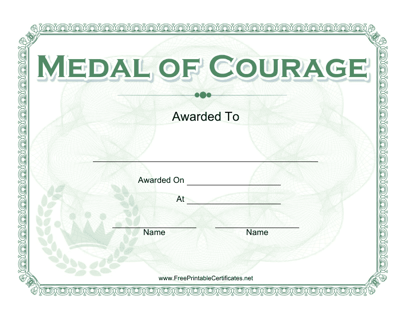 Crown Medal of Courage Award Certificate Template Preview Image