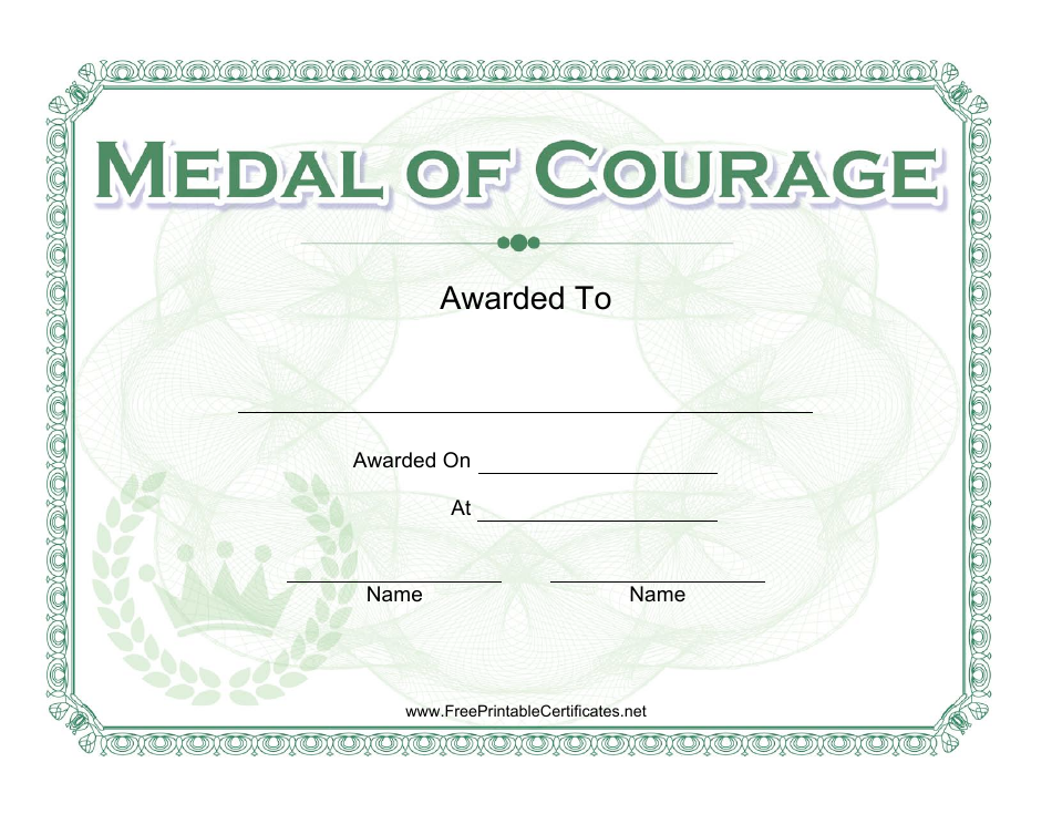 Crown Medal of Courage Award Certificate Template Preview Image