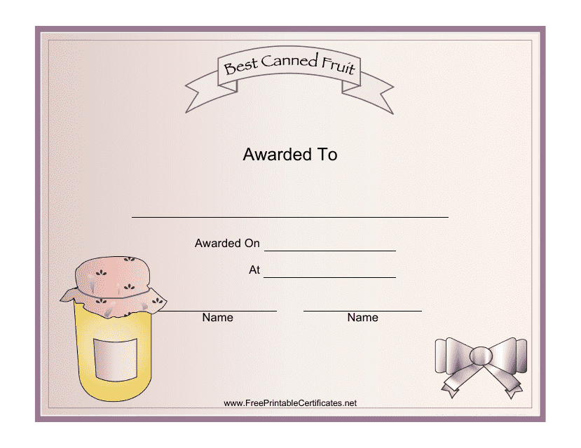 Best Canned Fruit Certificate Template