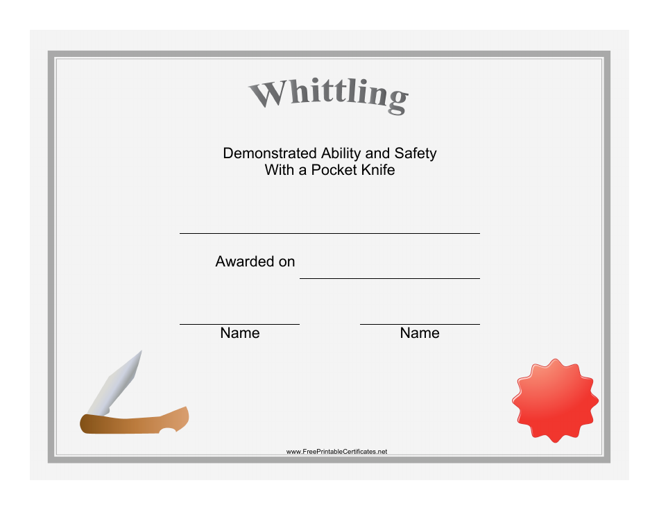 Pocket Knife Certificate Template - Image Preview
