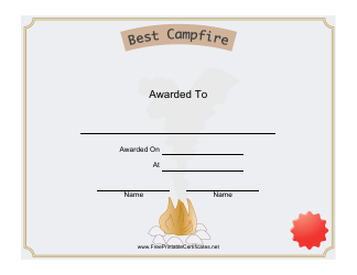 Document preview: Best Campfire Award Certificate Template