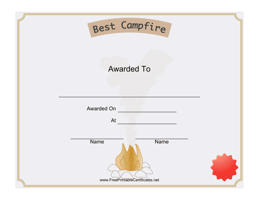 Best Campfire Award Certificate Template Download Pdf