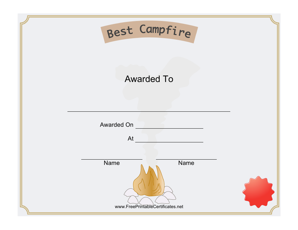 Best Campfire Award Certificate Template, Page 1
