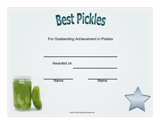 &quot;Best Pickles Achievement Certificate Template&quot;