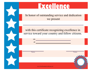 Document preview: Certificate of Excellence Template
