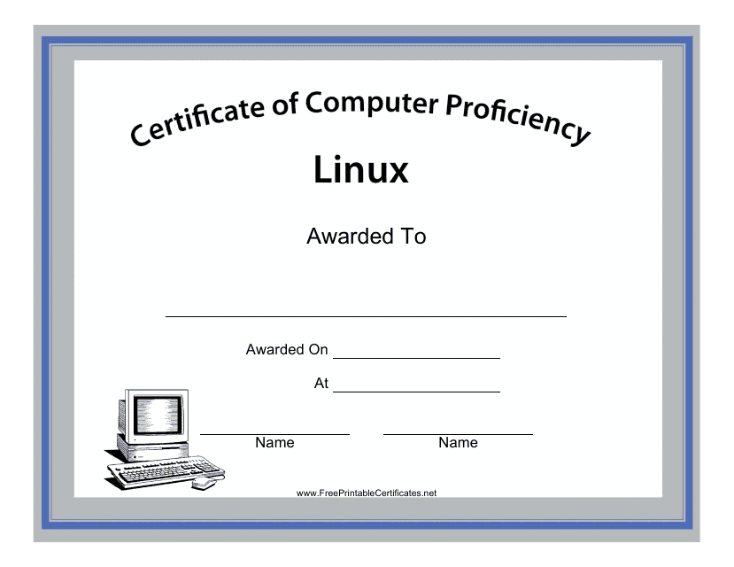 Linux Computer Proficiency Certificate Template
