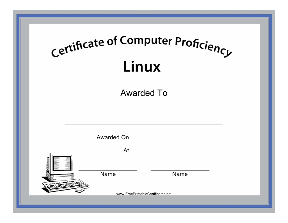 Linux Computer Proficiency Certificate Template Preview Image