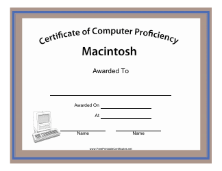 Document preview: Macintosh Computer Proficiency Certificate Template