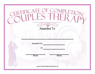 Document preview: Couples Therapy Certificate Template