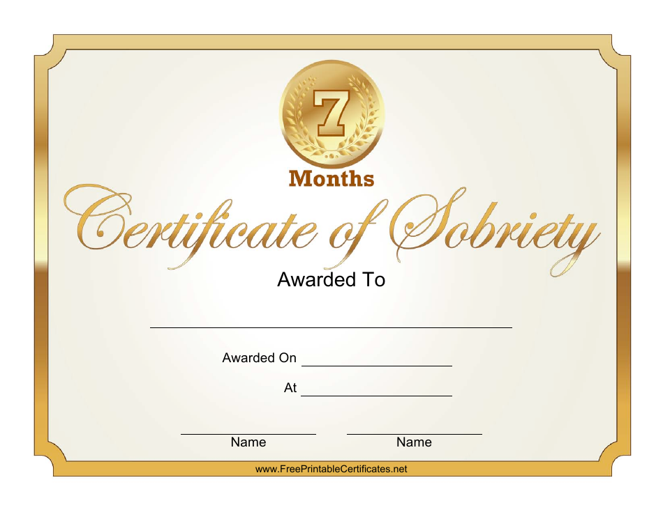 7 Months Certificate of Sobriety Template Download Printable PDF ...