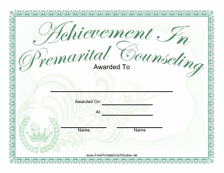 Achievement of Premarital Counseling Certificate Template Download ...