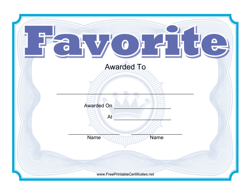 Favorite Certificate Template