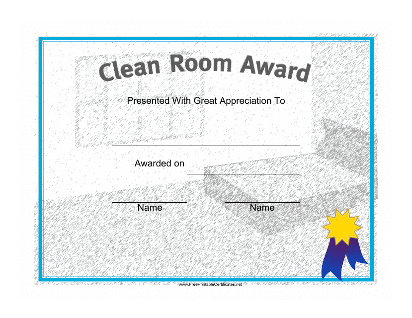 Clean Room Award Certificate Template - Grey
