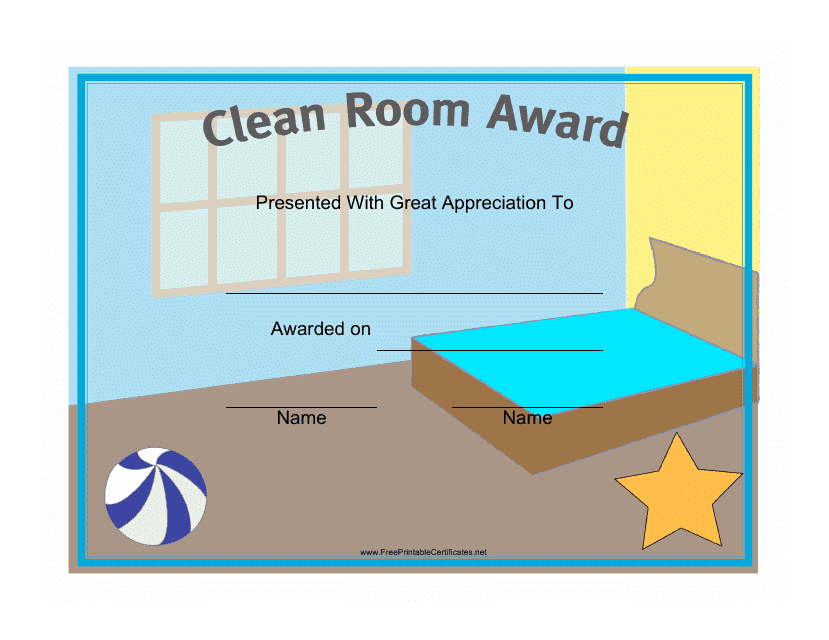 Clean Room Award Certificate Template - Varicolored