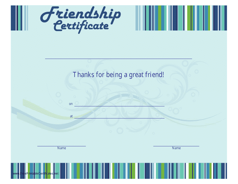 Certificate of Friendship Template