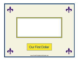 Document preview: First Dollar Certificate Template