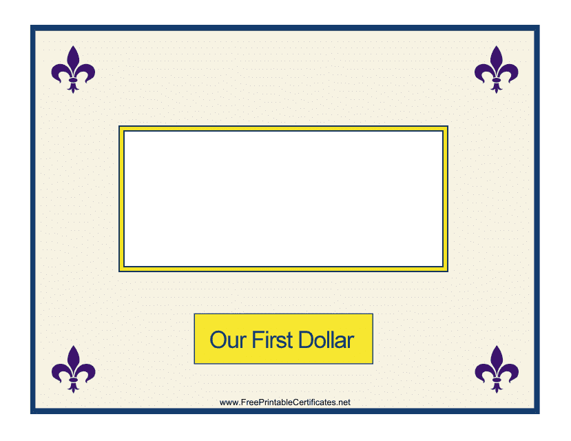 &quot;First Dollar Certificate Template&quot; Download Pdf