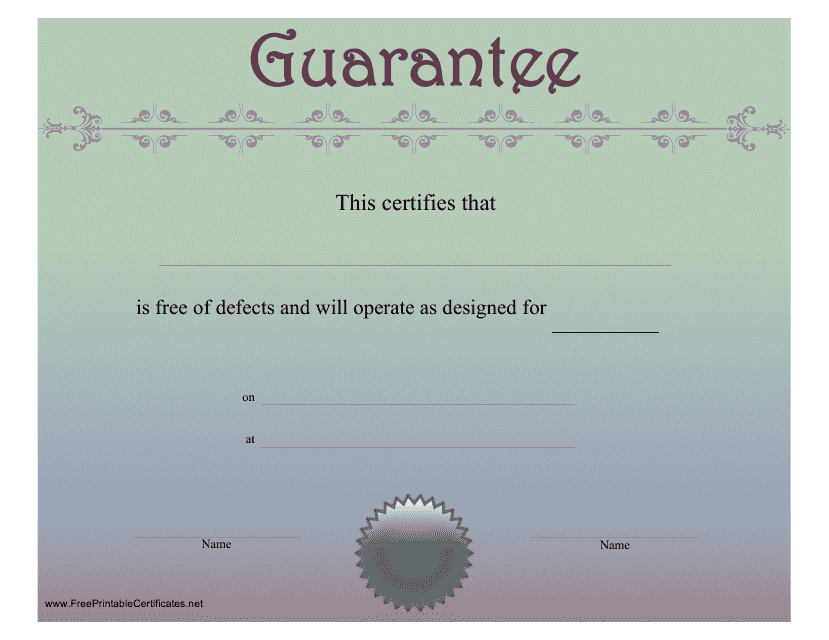 Guarantee Certificate Template - Varicolored