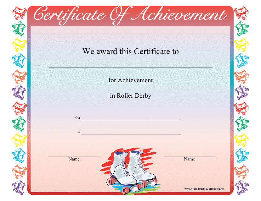 &quot;Roller Derby Achievement Certificate Template&quot; Download Pdf