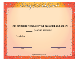 Document preview: Scouting Congratulations Certificate Template