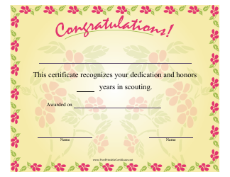 Document preview: Scouting Congratulations Certificate Template - Varicolored