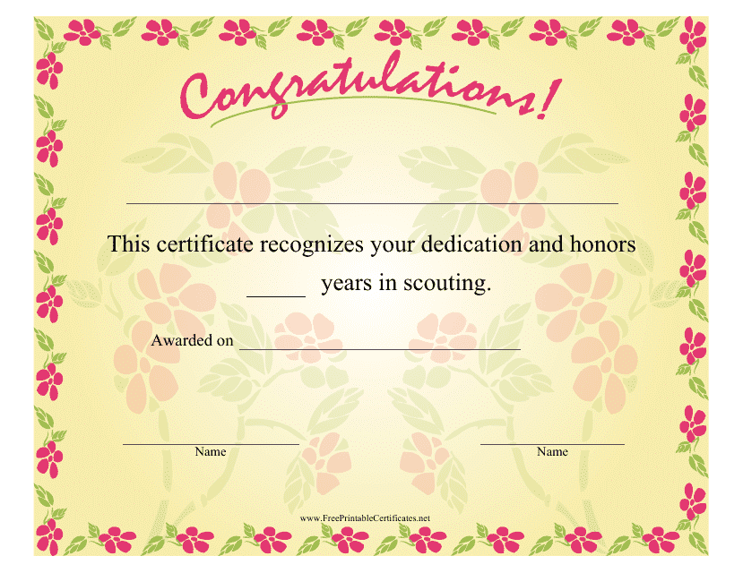 Scouting Congratulations Certificate Template - Varicolored